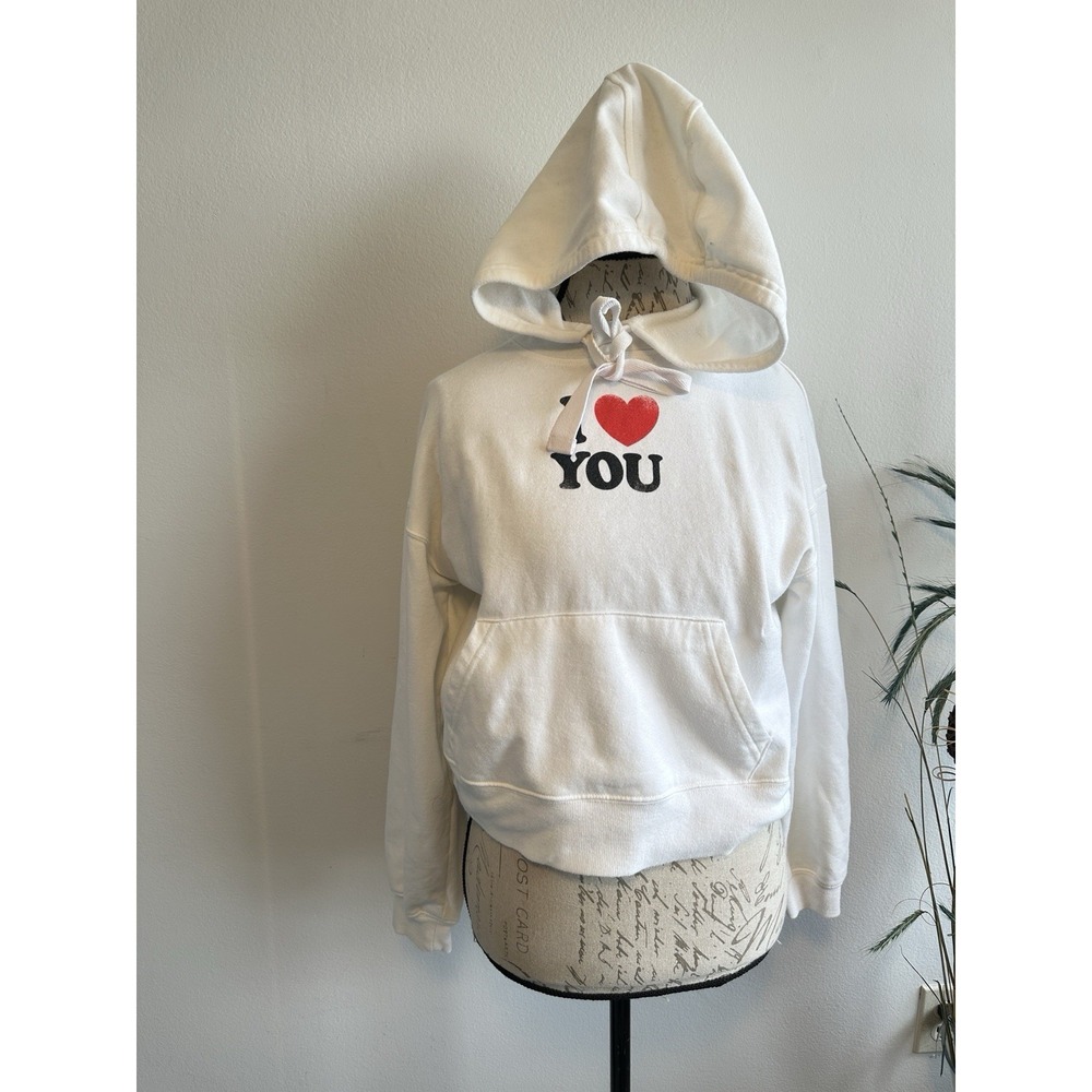 Rebecca Minkoff I Heart You Roxanne Hoodie In‎ White Multi Size S